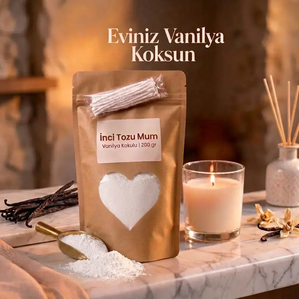 Vanilya Kokulu İnci Tozu Mum